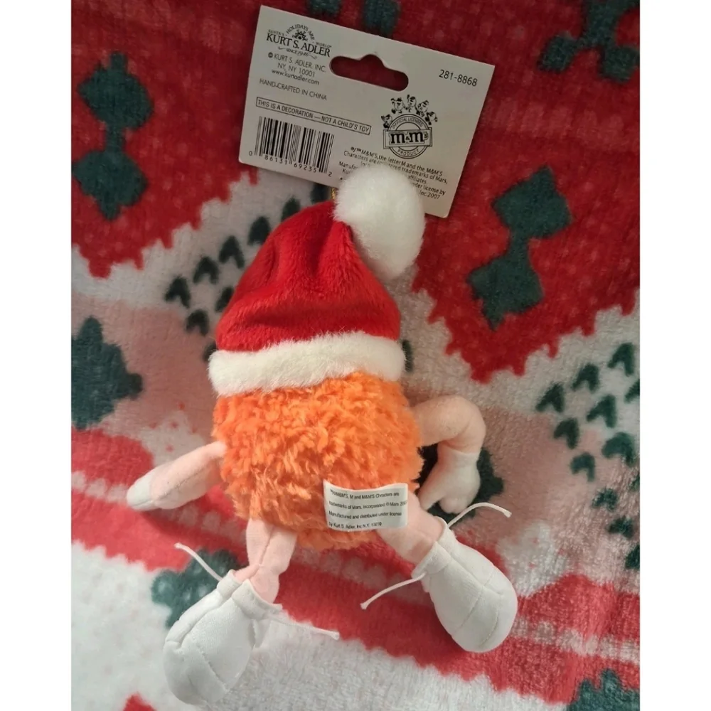 Christmas Tree Ornament Plush Orange M&M Character NWT